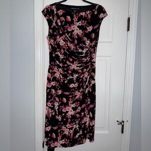 NWOT American Living Black/Pink Ruched Sheath Midi Dress